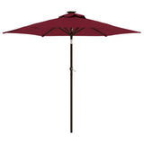 Vidaxl -parasol med lysdioder og stålstang 225x225x212 cm burgunder rød