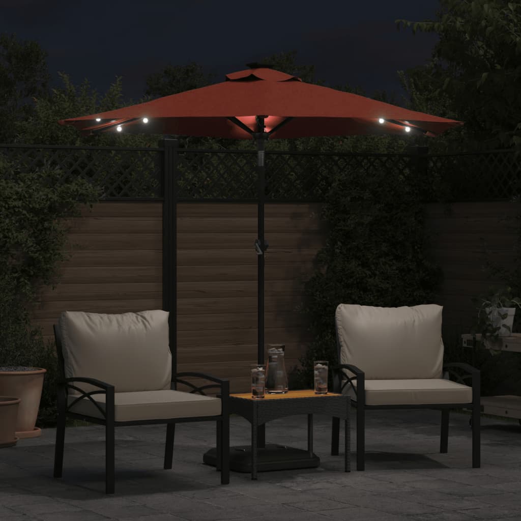 VIDAXL -Parasol mit LEDs und Stahlpol 225x225x212 cm Terrakotta