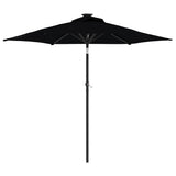 Parasol VidaXL avec LED et mât en acier 225x225x212 cm noir