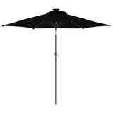 Vidaxl -Parasol mit LEDs und Stahlpol 225x225x212 cm schwarz