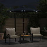 Parasol VidaXL avec LED et mât en acier 225x225x212 cm noir