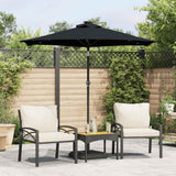 Parasol VidaXL avec LED et mât en acier 225x225x212 cm noir