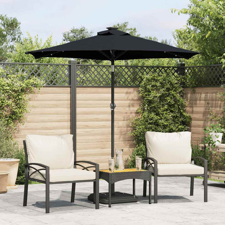 Parasol VidaXL avec LED et mât en acier 225x225x212 cm noir