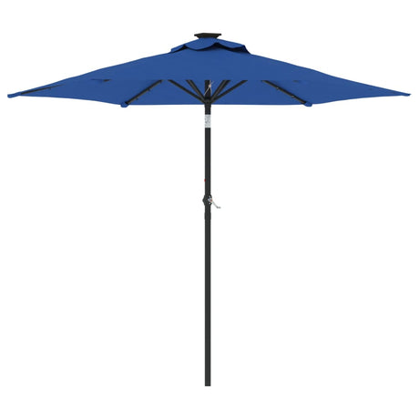 Parasol Vidaxx avec LED et mât en acier 225x225x212 cm bleu azur