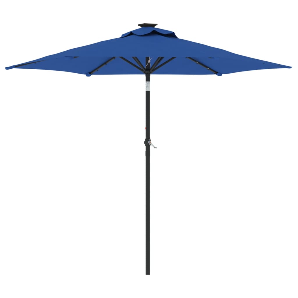 Vidaxl Parasol z LED in jeklenimi palicami 225x225x212 cm azure modra