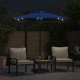 Parasol vidaxl avec LED et poteau en acier 225x225x212 cm bleu azur