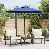 Parasol Vidaxx avec LED et mât en acier 225x225x212 cm bleu azur