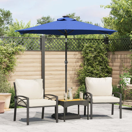 Parasol Vidaxx avec LED et mât en acier 225x225x212 cm bleu azur