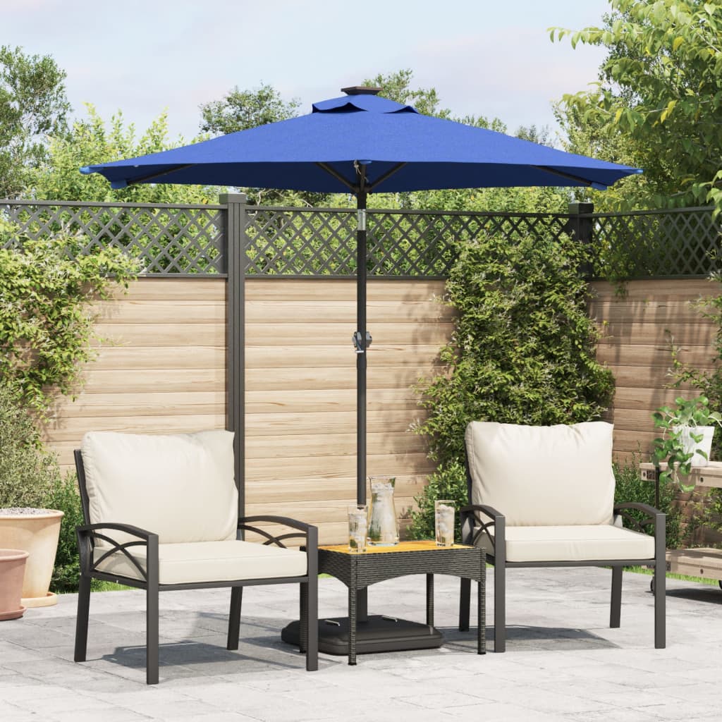 Parasol vidaxl avec LED et poteau en acier 225x225x212 cm bleu azur