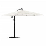 Vidaxl Parasol z jeklenim drogom 246x246x230 cm bela