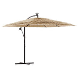 Parasol Vidaxl con LED y polo de acero 246x246x230 cm de marrón