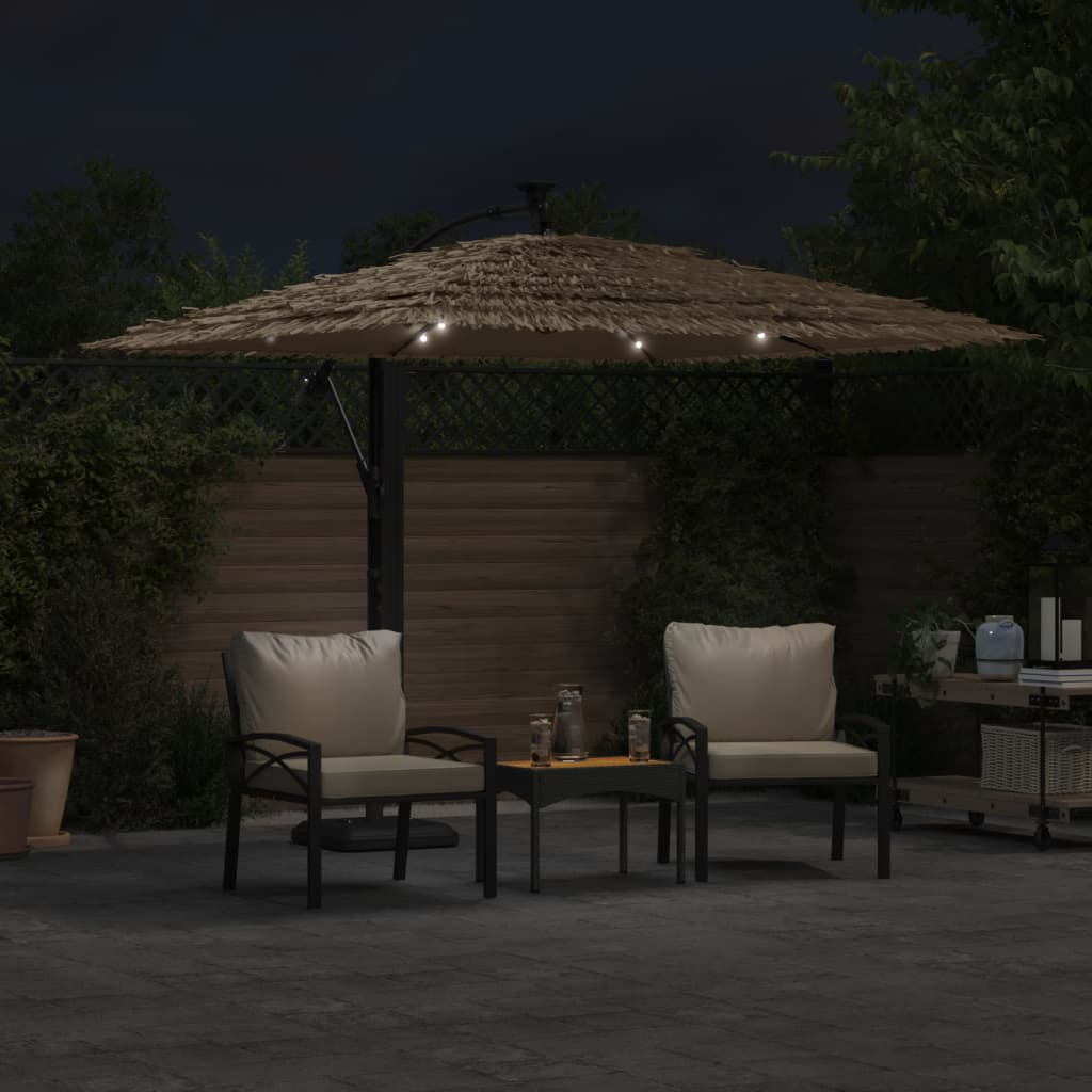 Vidaxl parasol met led's en stalen paal 246x246x230 cm bruin