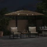 Parasol Vidaxl con LED y polo de acero 246x246x230 cm de marrón