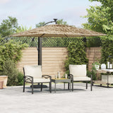 Parasol Vidaxx avec LED et mât en acier 246x246x230 cm marron