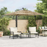 Vidaxl Parasol con LED e palo in acciaio 246x246x230 cm marrone