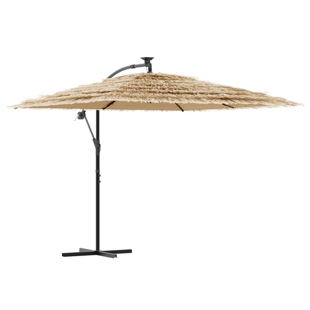 Vidaxl Parasol with LEDs and steel pole 269x269x235 cm brown