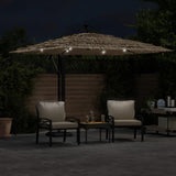 Vidaxl Parasol con LED y polo de acero 269x269x235 cm de marrón