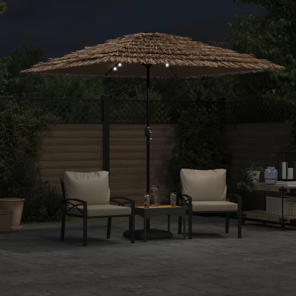 Vidaxl Parasol z LED in jeklenimi palicami 248x248x248 cm rjava