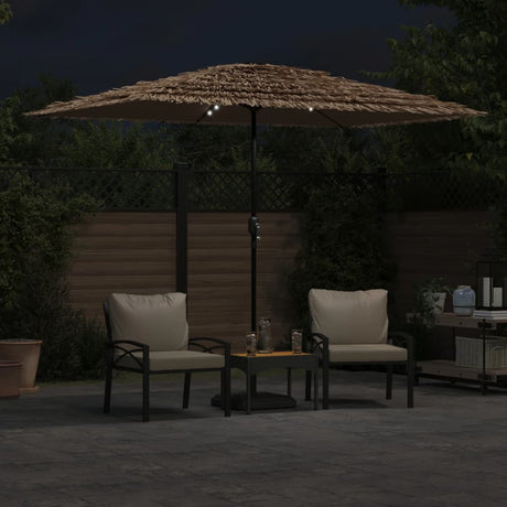 Parasol Vidaxx avec LED et mât en acier 300x200x250 cm marron