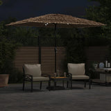 Parasol Vidaxl con LED y polo de acero 300x200x250 cm de marrón