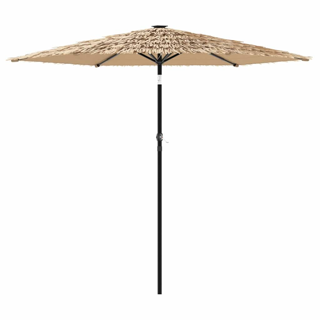 Vidaxl -parasol med lysdioder och stålstång 223x223x213 cm brunt