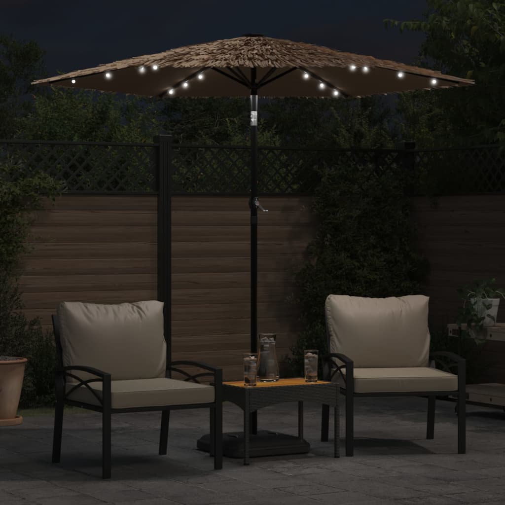 Vidaxl Parasol s LED a ocelový pól 223x223x213 cm hnědá