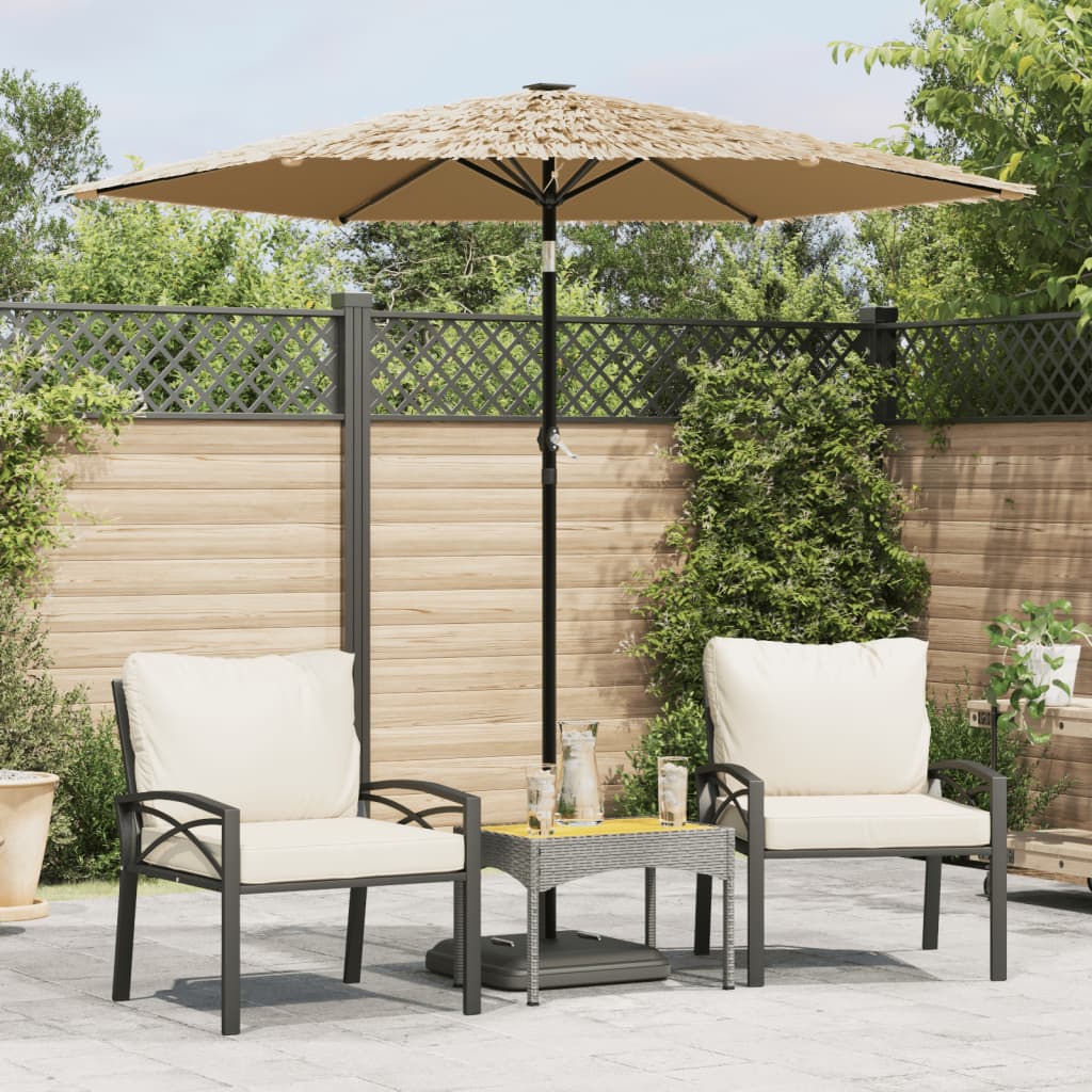 Vidaxl Parasol with LEDs and steel pole 223x223x213 cm brown