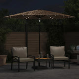 Parasol vidaxl avec LED et poteau en acier 268x268x226 cm brun