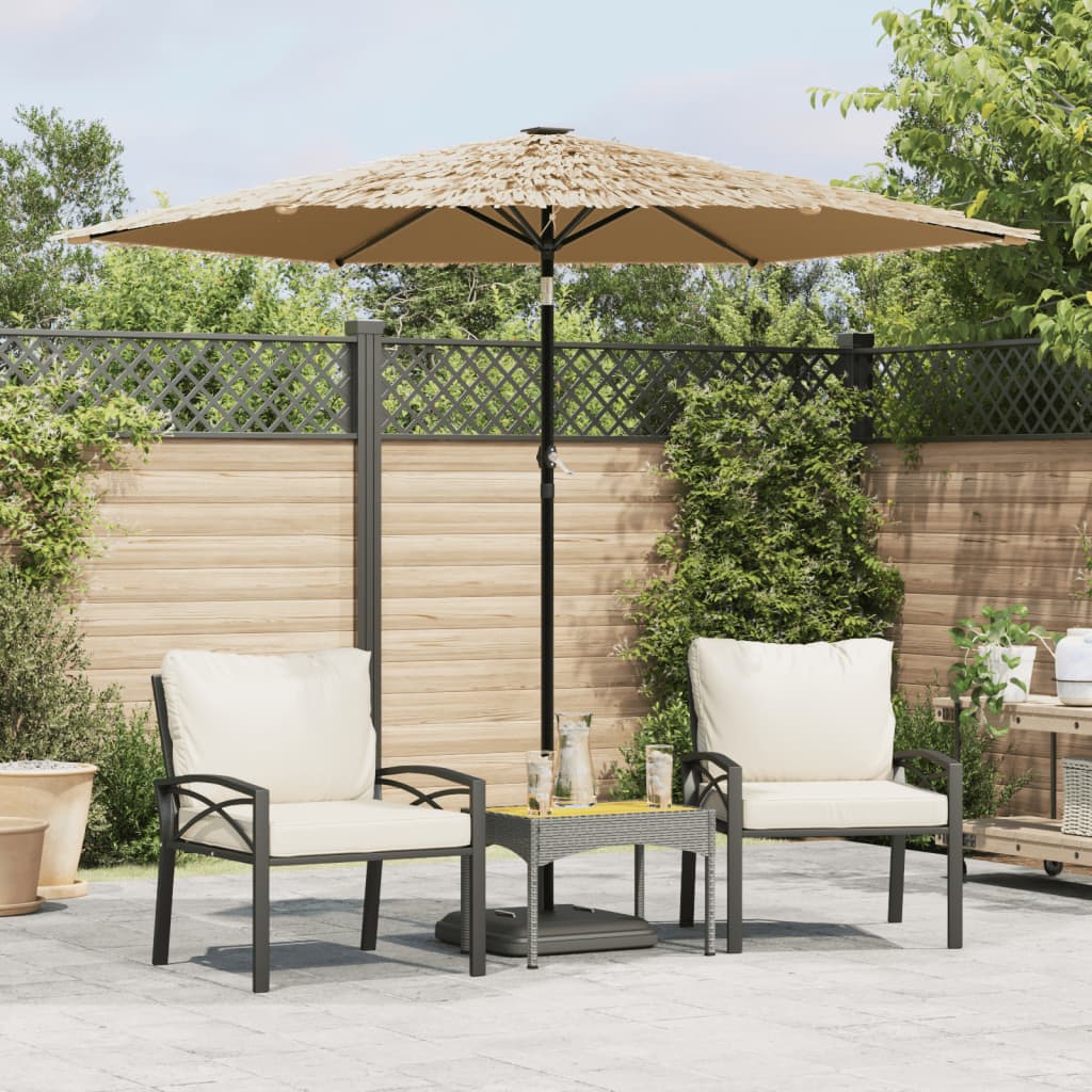 Parasol vidaxl avec LED et poteau en acier 268x268x226 cm brun