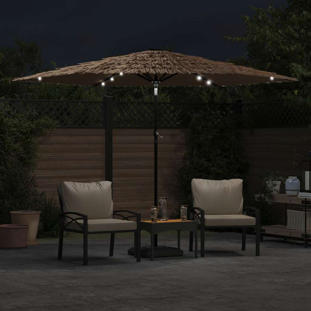 Parasol Vidaxx avec LED et mât en acier 288x288x225 cm marron