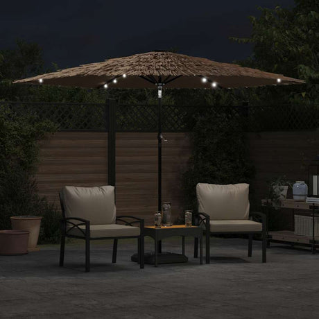 Parasol Vidaxx avec LED et mât en acier 288x288x225 cm marron