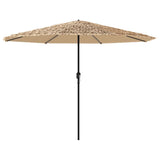 Vidaxl -parasol med lysdioder og stålstang 324x324x247 cm brun