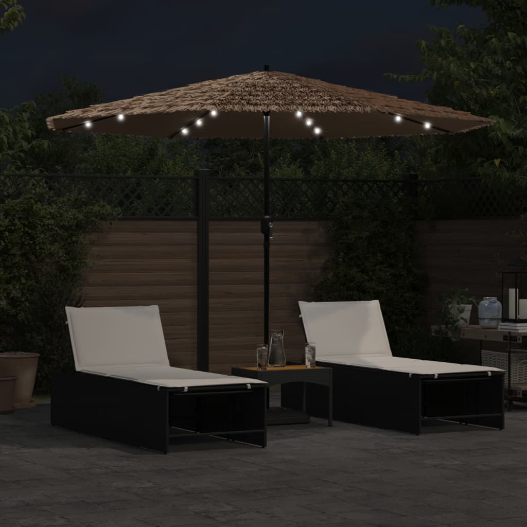 Parasol VidaXL avec LED et mât en acier 324x324x247 cm marron