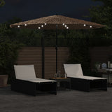 Parasol VidaXL avec LED et mât en acier 324x324x247 cm marron