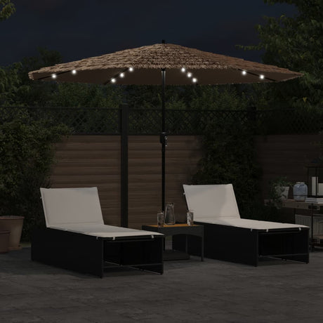 Parasol VidaXL avec LED et mât en acier 324x324x247 cm marron