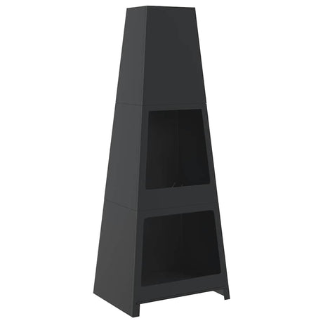 VidaXL cheminée d'extérieur avec tour de rangement du bois design acier noir