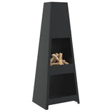 VidaXL cheminée d'extérieur avec tour de rangement du bois design acier noir