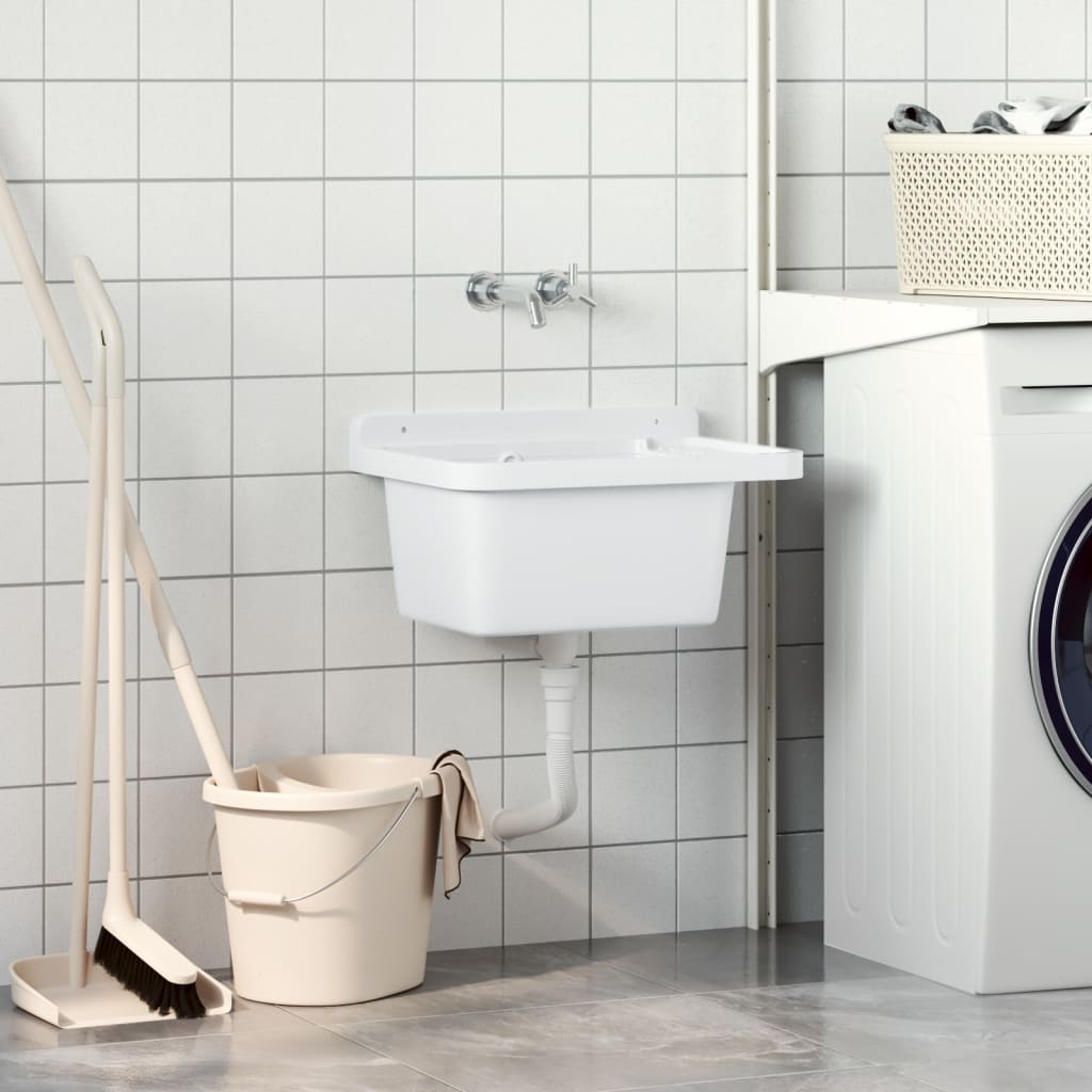 VidaXL lavabo mural 50x35x24 cm résine blanc