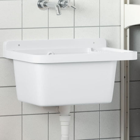 VidaXL lavabo mural 50x35x24 cm résine blanc