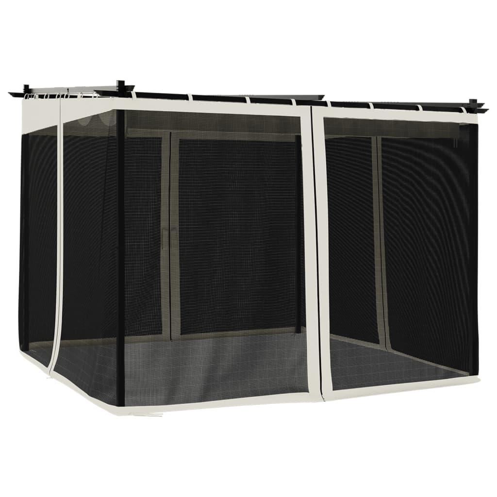 Gazebo Vidaxx avec parois latérales en maille 3x3 m en acier couleur crème