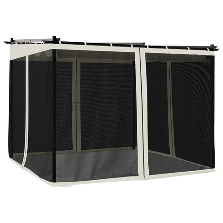 Gazebo Vidaxx avec parois latérales en maille 3x3 m en acier couleur crème