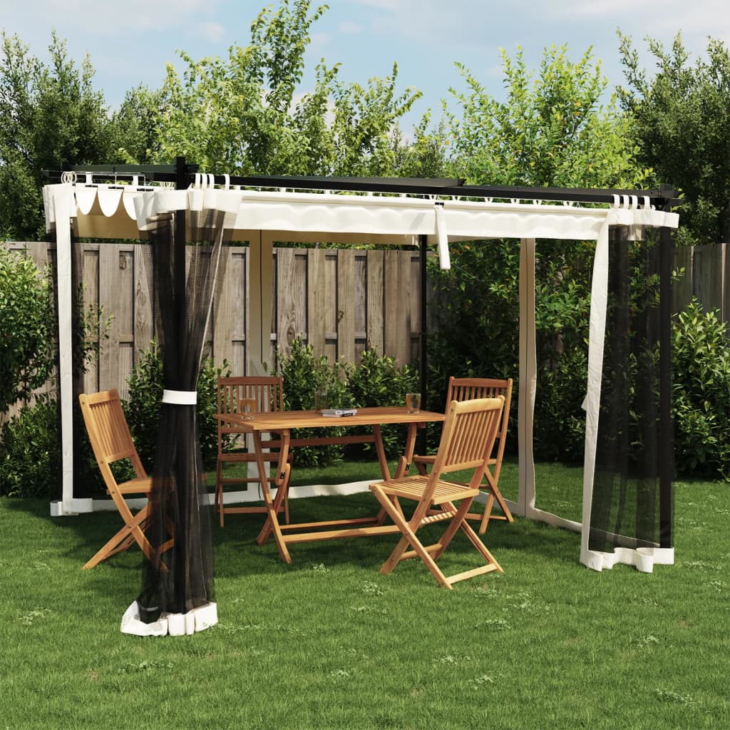 Gazebo Vidaxx avec parois latérales en maille 3x3 m en acier couleur crème