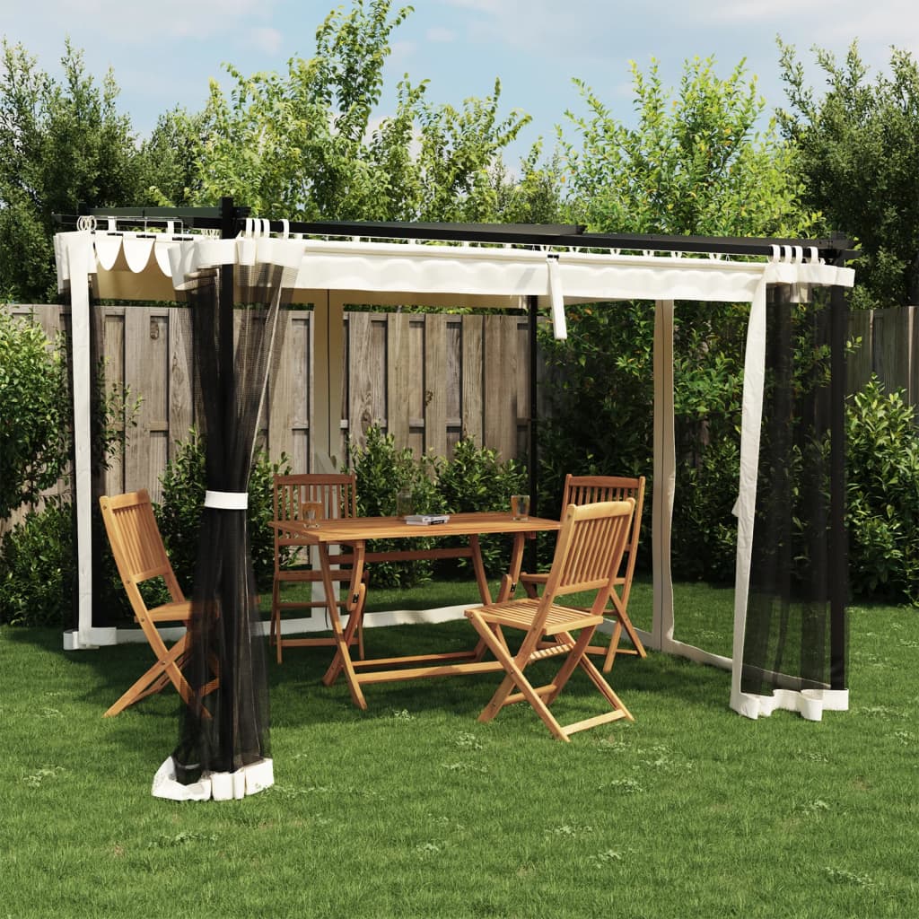 Arbor vidaxl avec parois latérales de maille 3x3 m crème en acier -colore