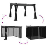 Tonnelle Vidaxx avec parois latérales grillagées 3x3 m acier, anthracite