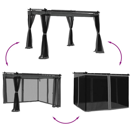 Tonnelle Vidaxx avec parois latérales grillagées 3x3 m acier, anthracite