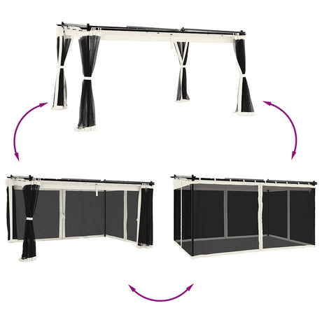 Gazebo Vidaxx avec parois latérales en maille 4x3 m en acier couleur crème