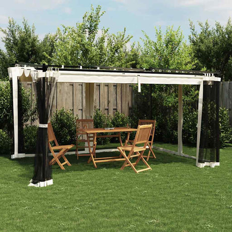 Gazebo Vidaxx avec parois latérales en maille 4x3 m en acier couleur crème