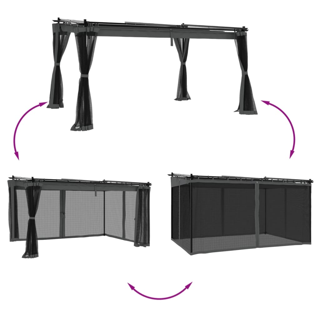 Vidaxl Arbor s bočními stěnami oka 4x3 m ocelový antracity -