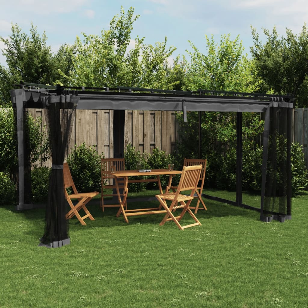 Tonnelle Vidaxx avec parois latérales en maille 4x3 m acier anthracite