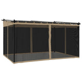 Tonnelle Vidaxx avec parois latérales en maille 4x3 m acier taupe